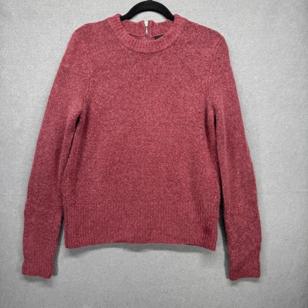Cynthia Rowley Sweater Womens Size M Mauve Wool Blend Exposed Back Zip Soft Cozy